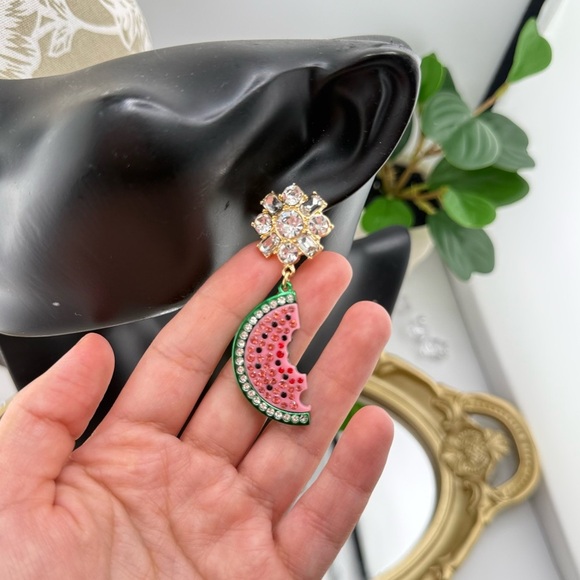 Betsey Johnson Watermelon Slice Statement Earrings – Juicy & Fun! - Picture 5 of 7